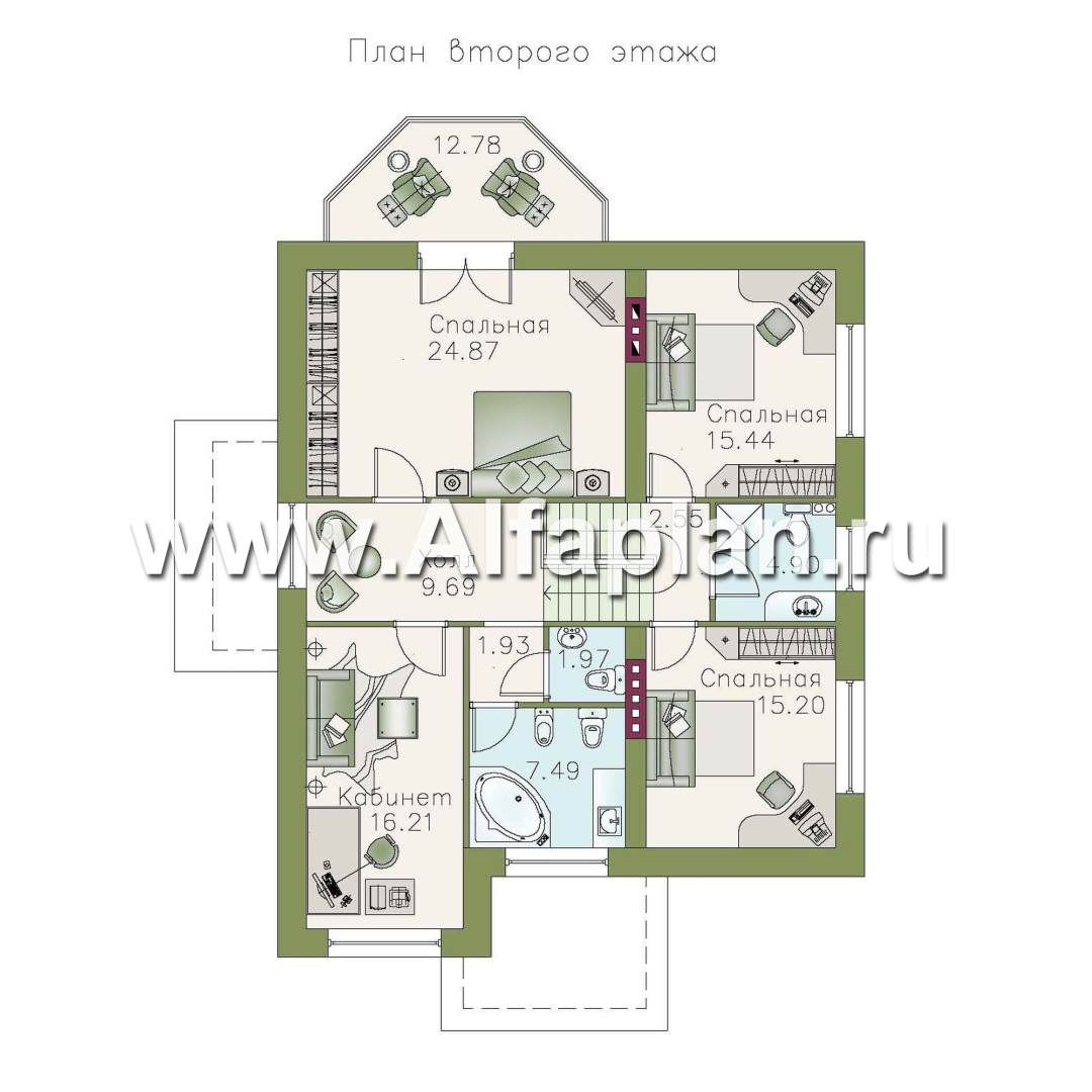 Проекты домов Альфаплан - «Дженни Врен» - комфортный загородный дом - план проекта №2