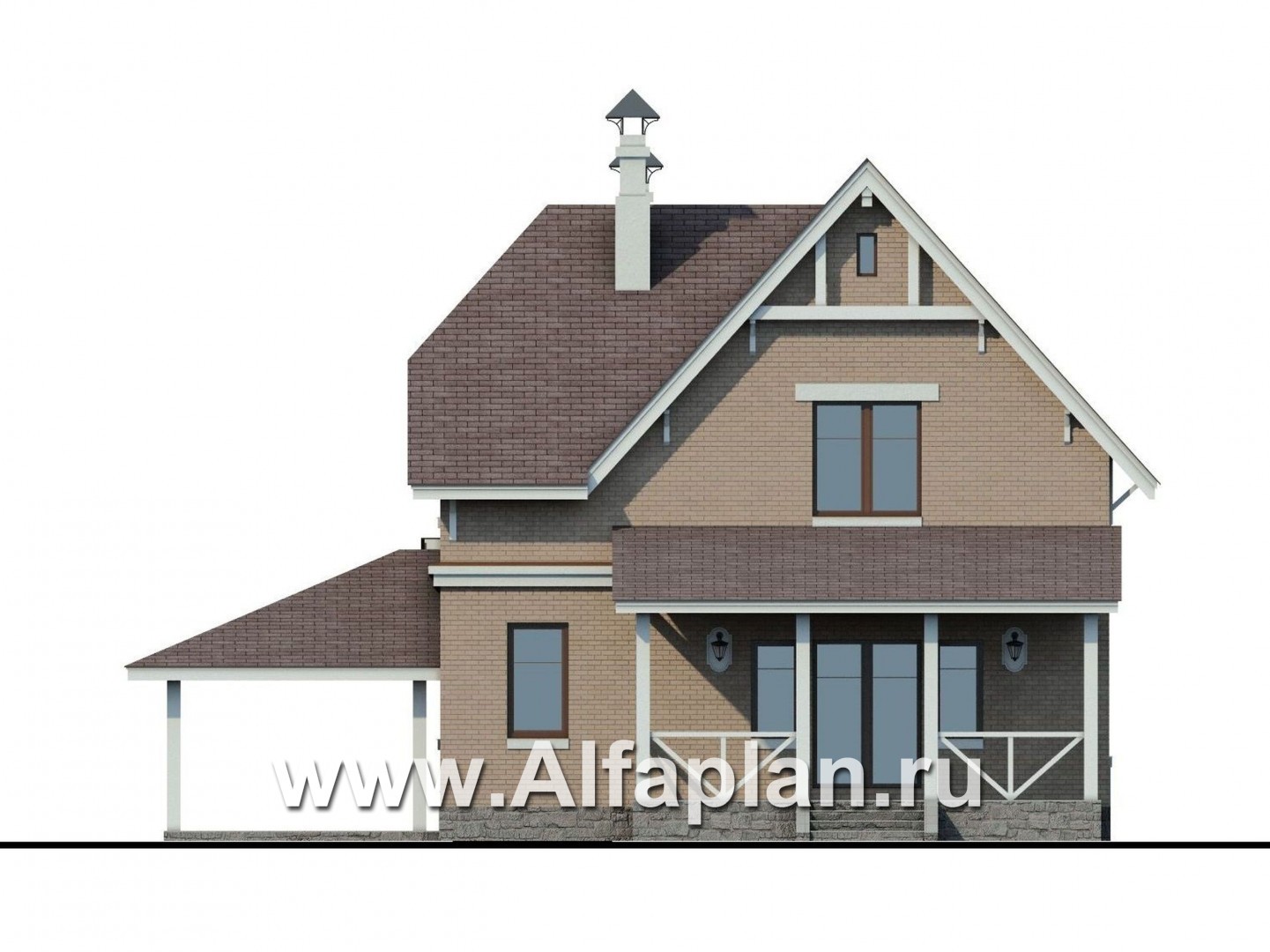 Проекты домов Альфаплан - «Времена года» - дом для семьи с двумя детьми - изображение фасада №4