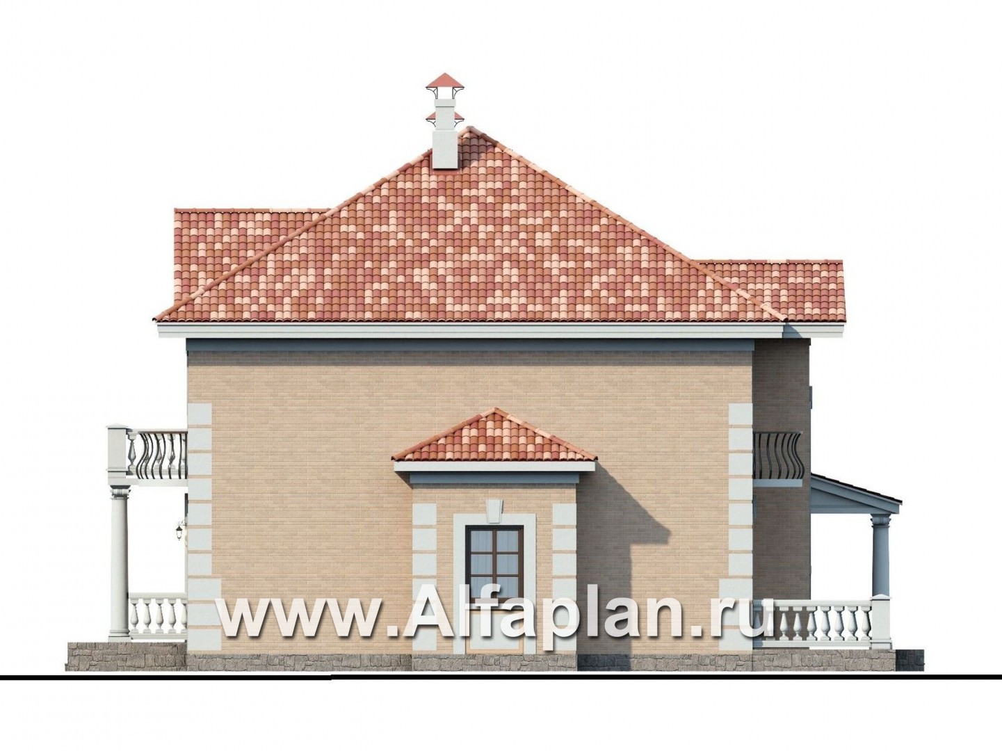 «Апраксин» - проект двухэтажного дома, с террасой и с балконом, в стиле Петровское барокко - фасад дома