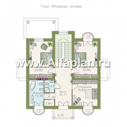 «Апраксин» - проект двухэтажного дома, с террасой и с балконом, в стиле Петровское барокко - превью план дома