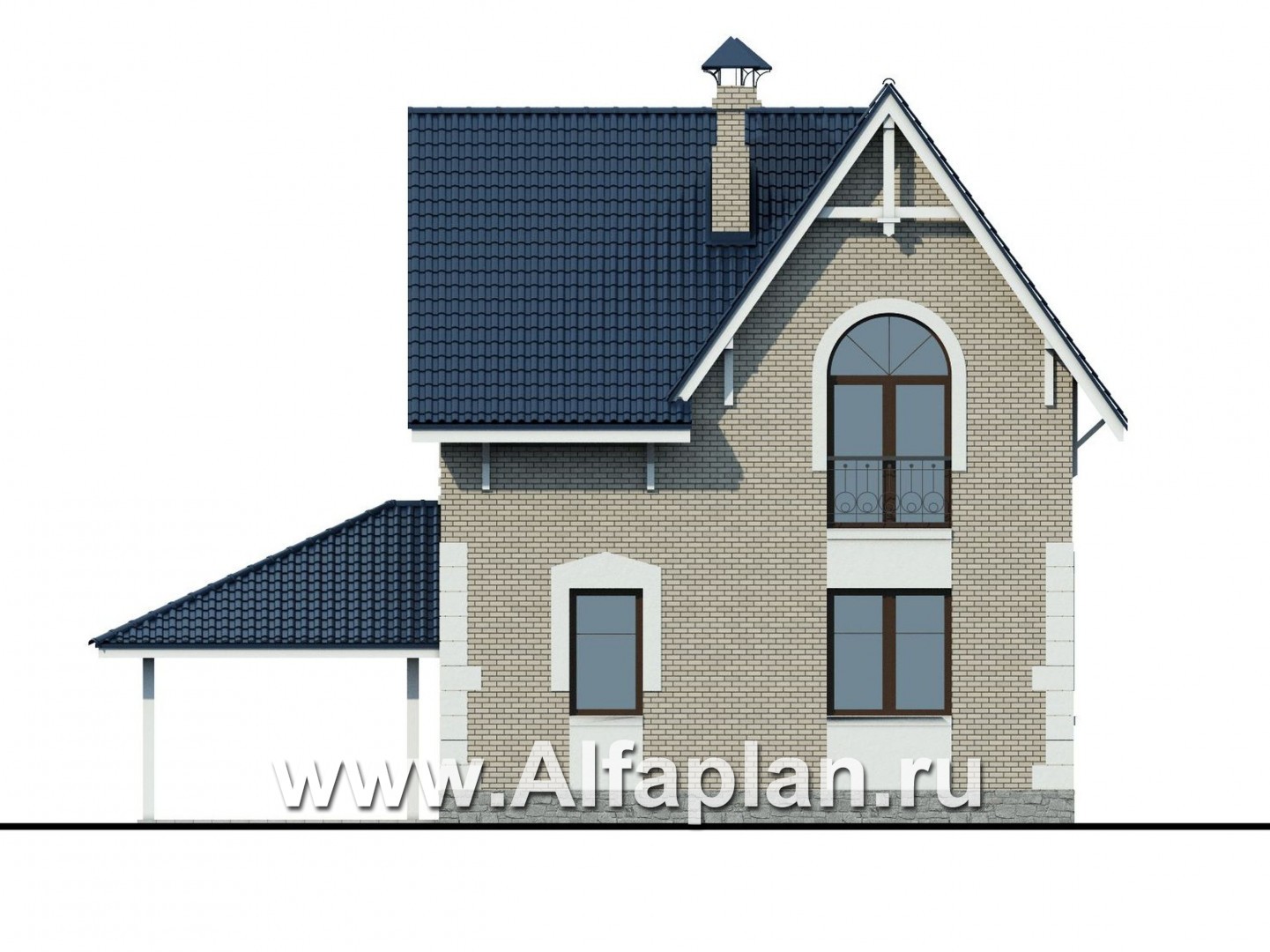 Проекты домов Альфаплан - Кирпичный дом «Оптима» для загородного отдыха - изображение фасада №4