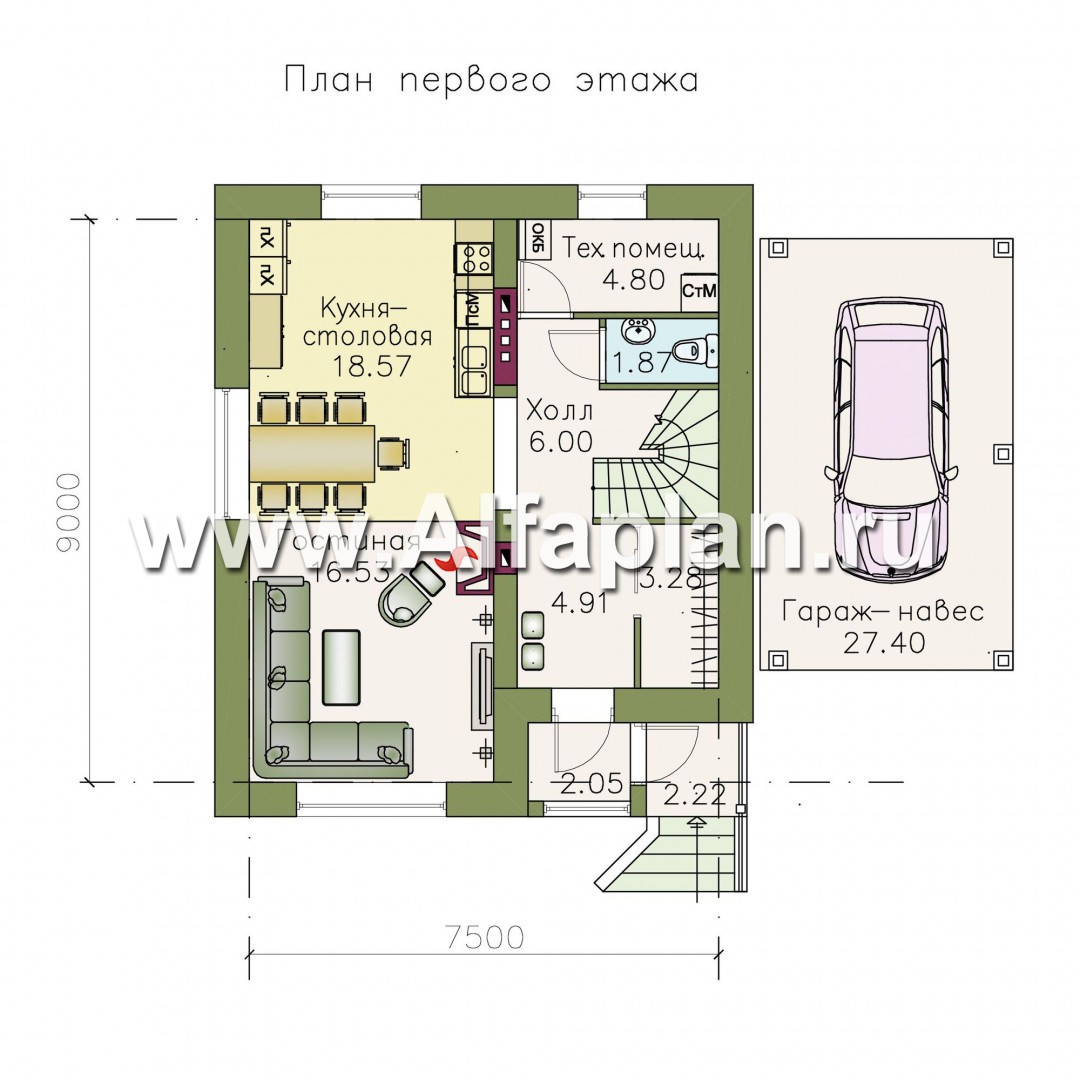 Проекты домов Альфаплан - Кирпичный дом «Оптима» для загородного отдыха - изображение плана проекта №1