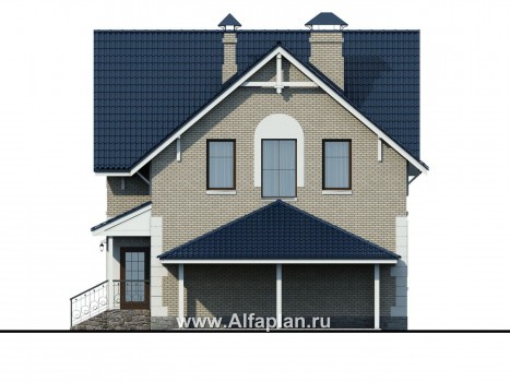 Проекты домов Альфаплан - Кирпичный дом «Оптима» для загородного отдыха - превью фасада №2