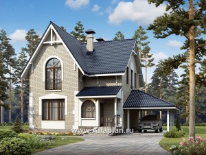 Проекты домов Альфаплан - Кирпичный дом «Оптима» для загородного отдыха - превью основного изображения