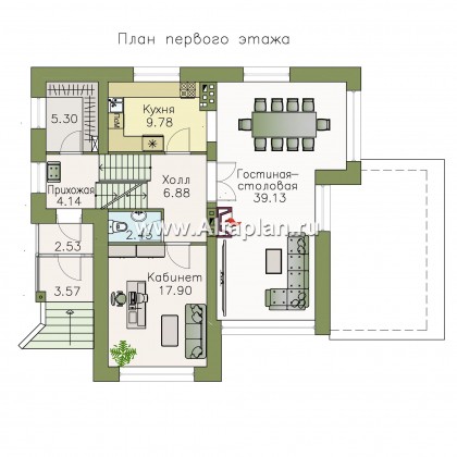 Проекты домов Альфаплан - Дом из газобетона «Аура» в современном стиле - превью плана проекта №2