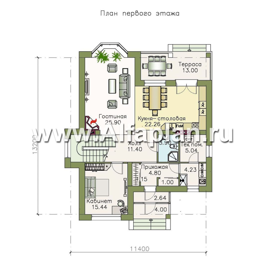 Проекты домов Альфаплан - «Репутация» - дом с аристократическими фасадами - план проекта №1