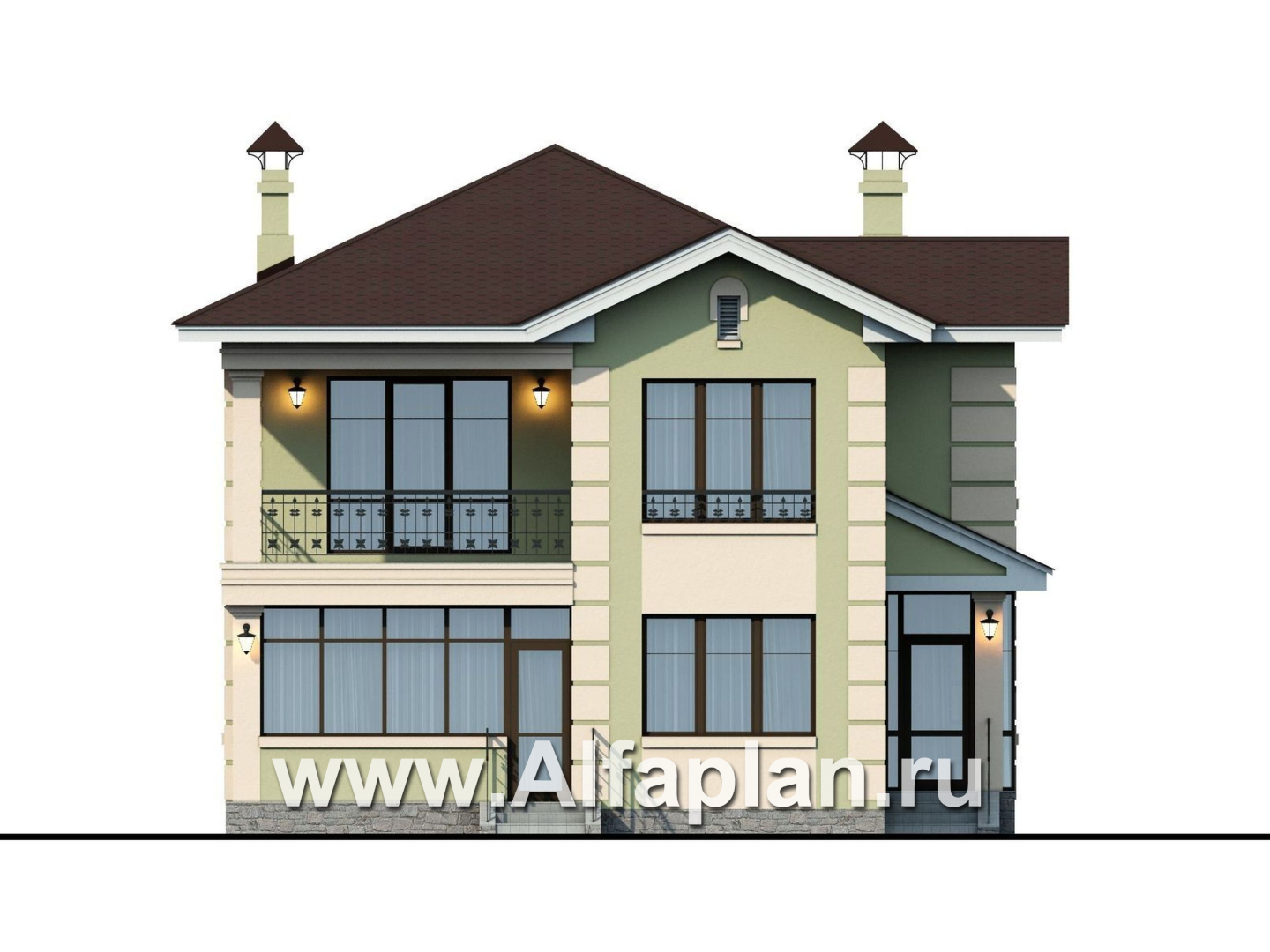 Проекты домов Альфаплан - «Знаменка» — компактный коттедж с удобной планировкой - изображение фасада №1