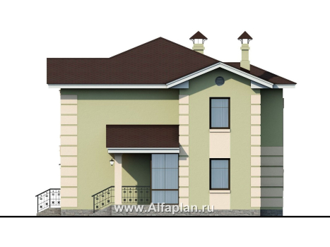 Проекты домов Альфаплан - «Знаменка» — компактный коттедж с удобной планировкой - превью фасада №2
