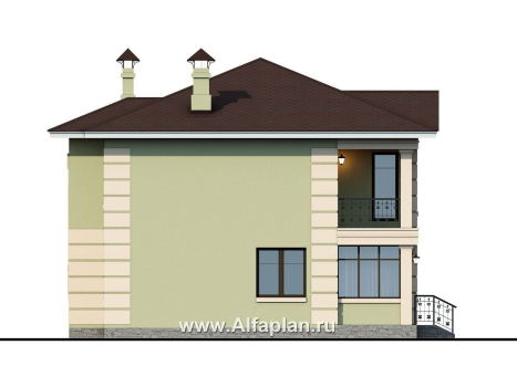 Проекты домов Альфаплан - «Знаменка» — компактный коттедж с удобной планировкой - превью фасада №3