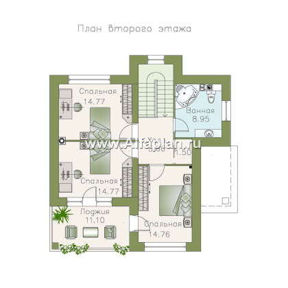 Проекты домов Альфаплан - «Знаменка» — компактный коттедж с удобной планировкой - превью плана проекта №2