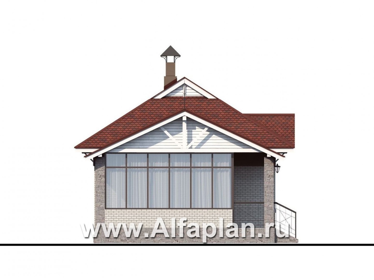 Проекты домов Альфаплан - «Карат» - проект кирпичного дома - изображение фасада №3