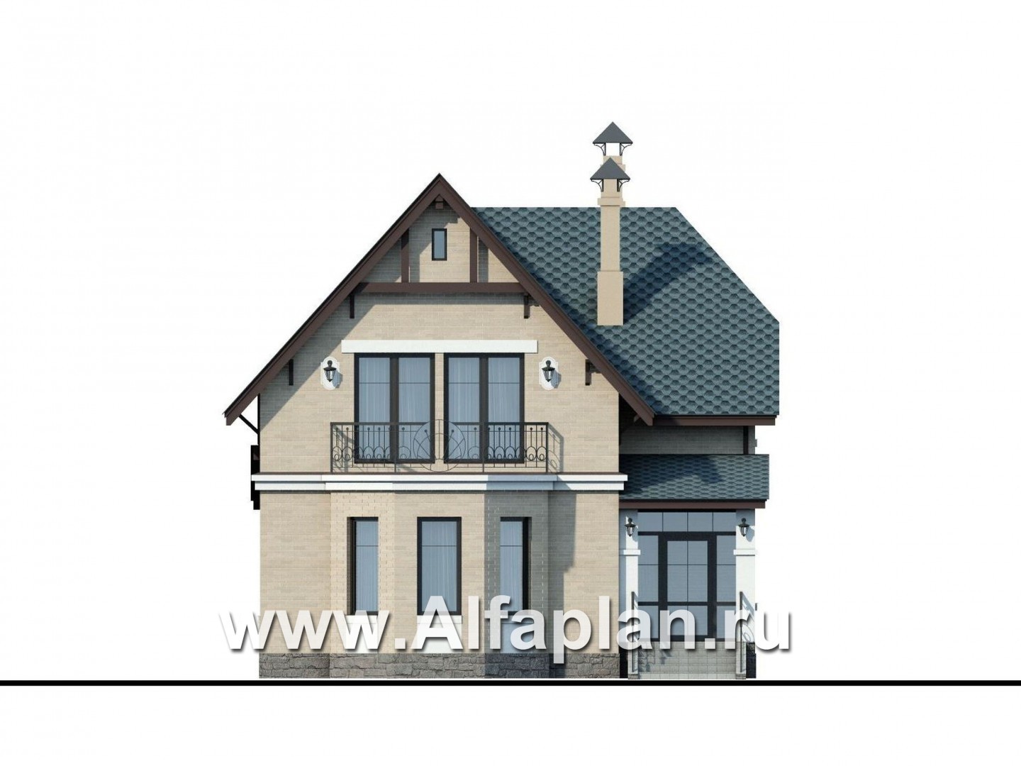 Проекты домов Альфаплан - «Времена года» - дом для семьи с двумя детьми - изображение фасада №1