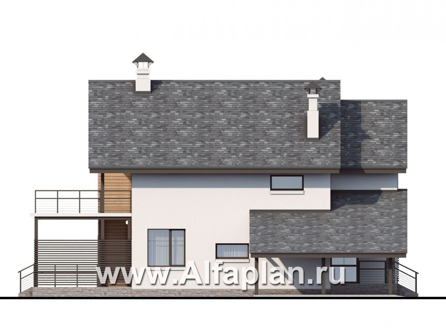 Проекты домов Альфаплан - «Гольфстрим»- компактный дом с навесом для авто - изображение фасада №3