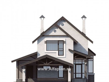 Проекты домов Альфаплан - «Эль-Ниньо»- дом с террасами и навесом для машин - превью фасада №1