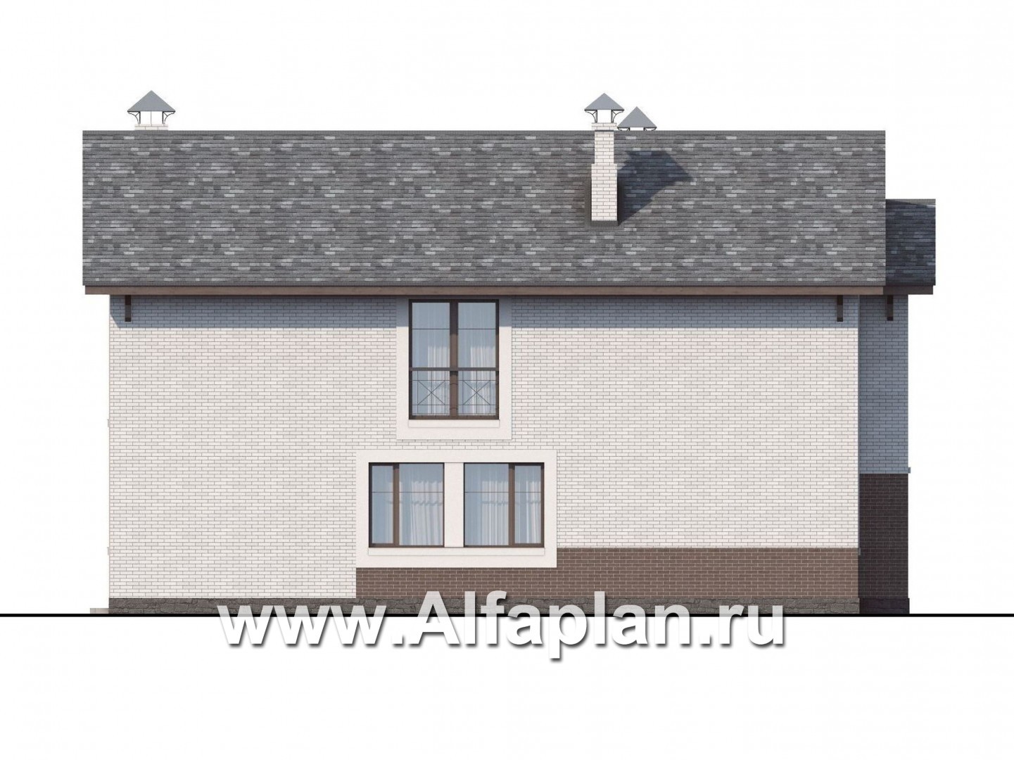 Проекты домов Альфаплан - «Флагман» - коттедж с большой верандой и солярием - изображение фасада №3