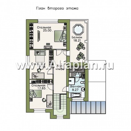 Проекты домов Альфаплан - «Флагман» - коттедж с большой верандой и солярием - превью плана проекта №3