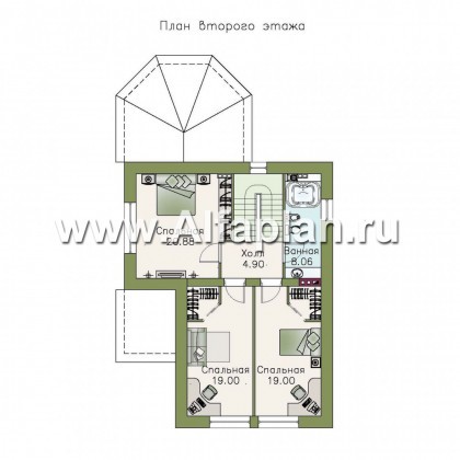 Проект трехэтажного дома, с гаражом и сауной, с террасой, цокольный этаж на уровне земли - превью план дома