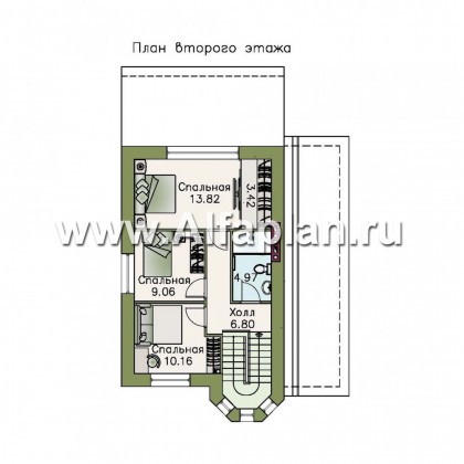 Проект дома с мансардой , с эркером и с террасой, в стиле дачи 19-го века - превью план дома