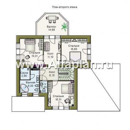 Проекты домов Альфаплан - «Палома» - респектабельный  особняк с большим гаражом - превью плана проекта №2