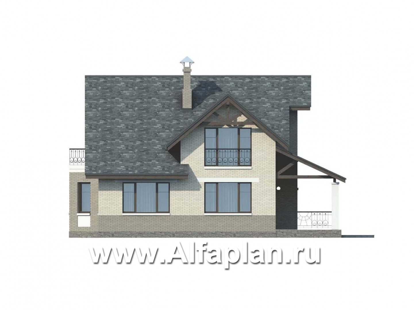 Проекты домов Альфаплан - «Бавария» - шале с комфортной планировкой - изображение фасада №2
