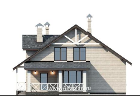 Проекты домов Альфаплан - «Грюневальд»-  рациональный план дома, двускатная крыша - превью фасада №4