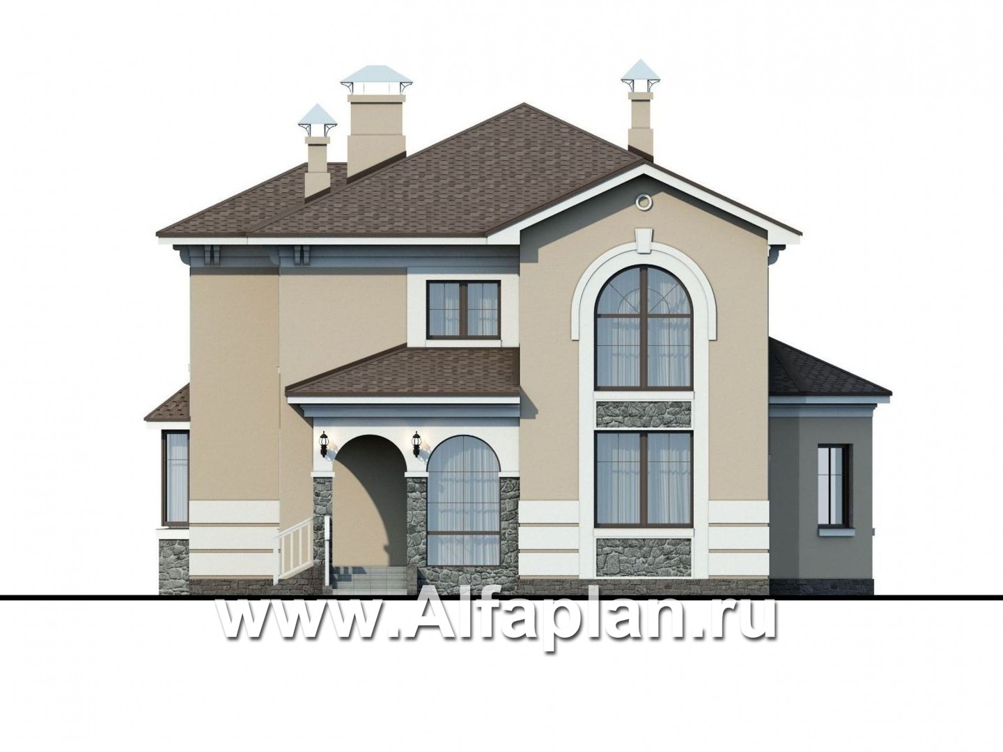 Проекты домов Альфаплан - «Белоостров»- классический коттедж с удобной планом - изображение фасада №1