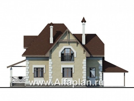 Проекты домов Альфаплан - «Клио» - коттедж с угловой террасой - превью фасада №4