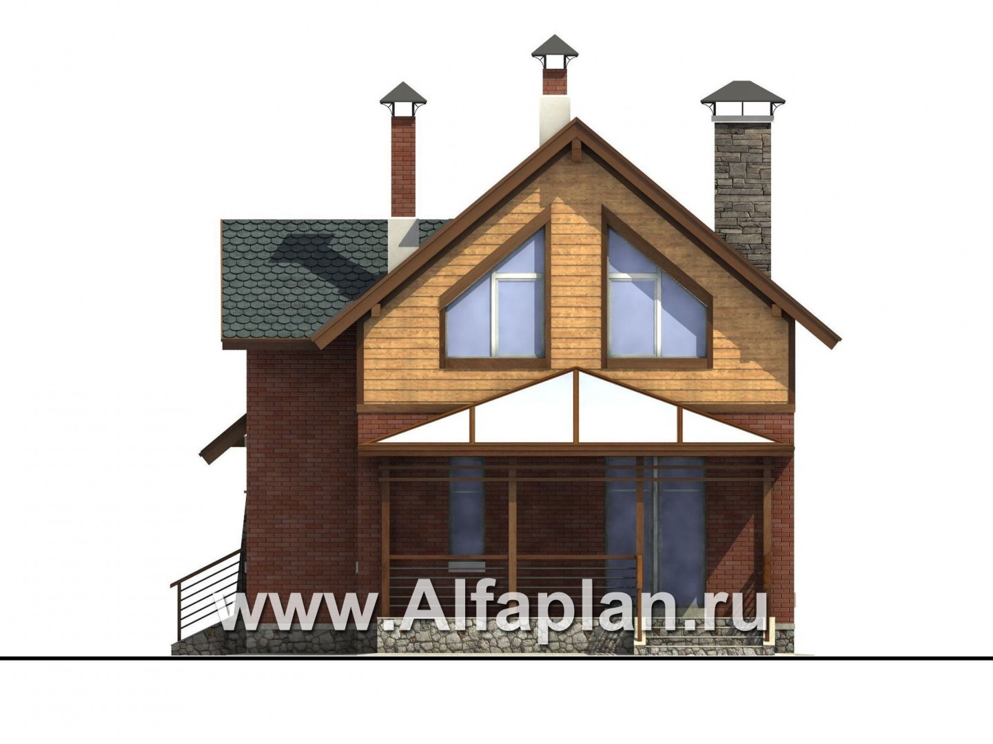 Проекты домов Альфаплан - «Вишневый сад» - проект небольшого дома или дачи - изображение фасада №4