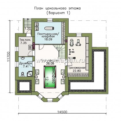 «Клио Плюс» - проект дома с мансардой, с эркером и с террасой, с  цокольным этажом - превью план дома