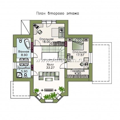 «Клио Плюс» - проект дома с мансардой, с эркером и с террасой, с  цокольным этажом - превью план дома