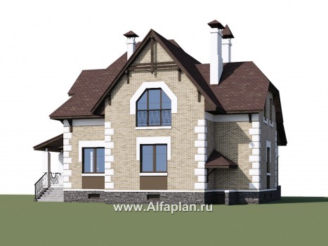 Проекты домов Альфаплан - «Клио Плюс» - коттедж с  цокольным этажом и угловой террасой - превью дополнительного изображения №1