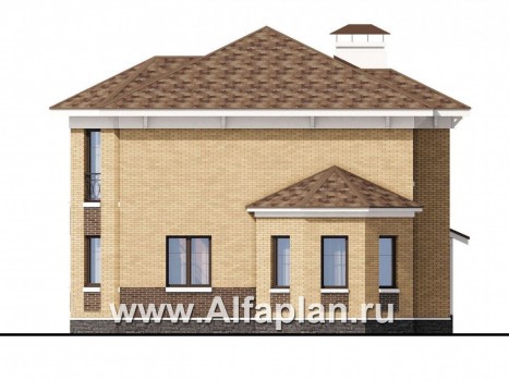 Проекты домов Альфаплан - «Классика» - проект двухэтажного дома из газобетона с эркером - превью фасада №2
