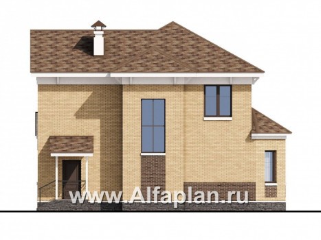 Проекты домов Альфаплан - «Классика» - проект двухэтажного дома из газобетона с эркером - превью фасада №4