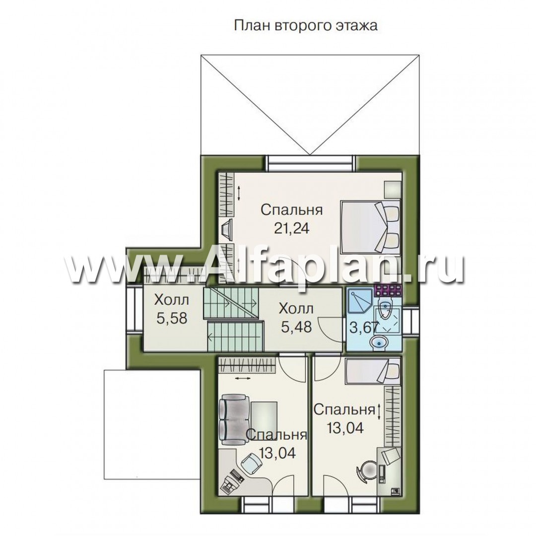 Проекты домов Альфаплан - «Экспрофессо» - проект двухэтажного дома, сауна в цокольном этаже, для узкого участка - план проекта №3