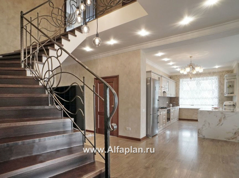 Проекты домов Альфаплан - «Голицын» - коттедж с двусветной гостиной и цоколем - превью дополнительного изображения №2