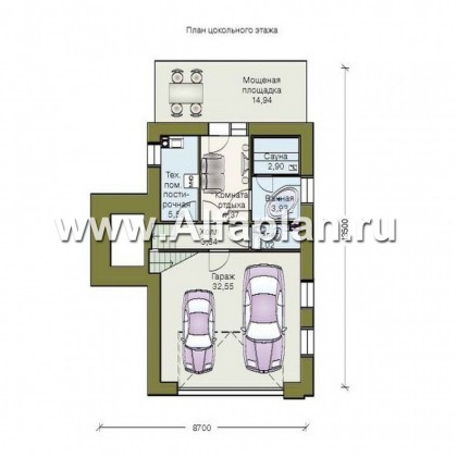 Проекты домов Альфаплан - «Экспрофессо» - комфортный дом для узкого участка - превью плана проекта №1