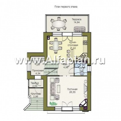 Проекты домов Альфаплан - «Экспрофессо» - комфортный дом для узкого участка - превью плана проекта №2