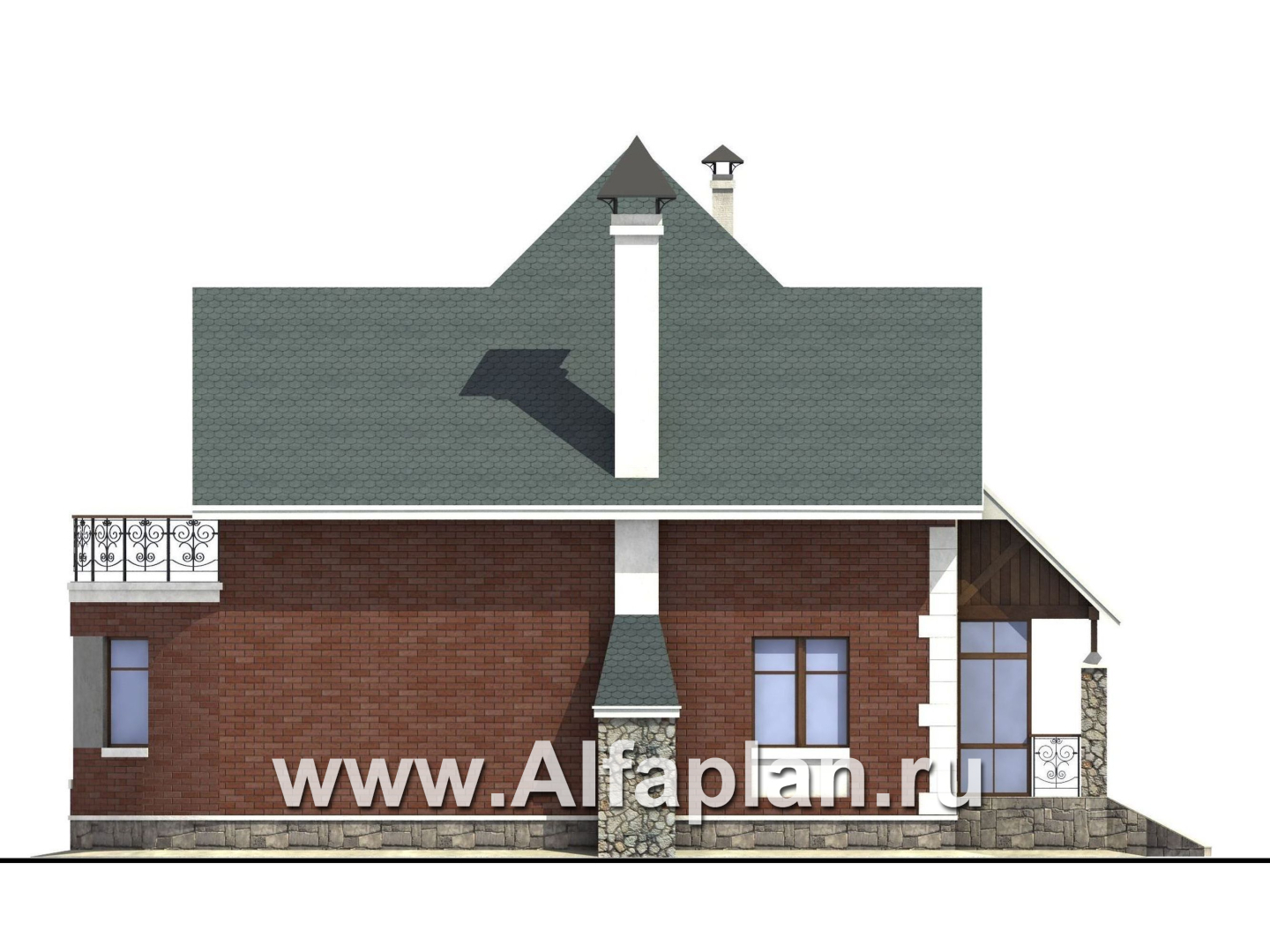 Проекты домов Альфаплан - «Алегро»- проект загородного дома с большой террасой - изображение фасада №2