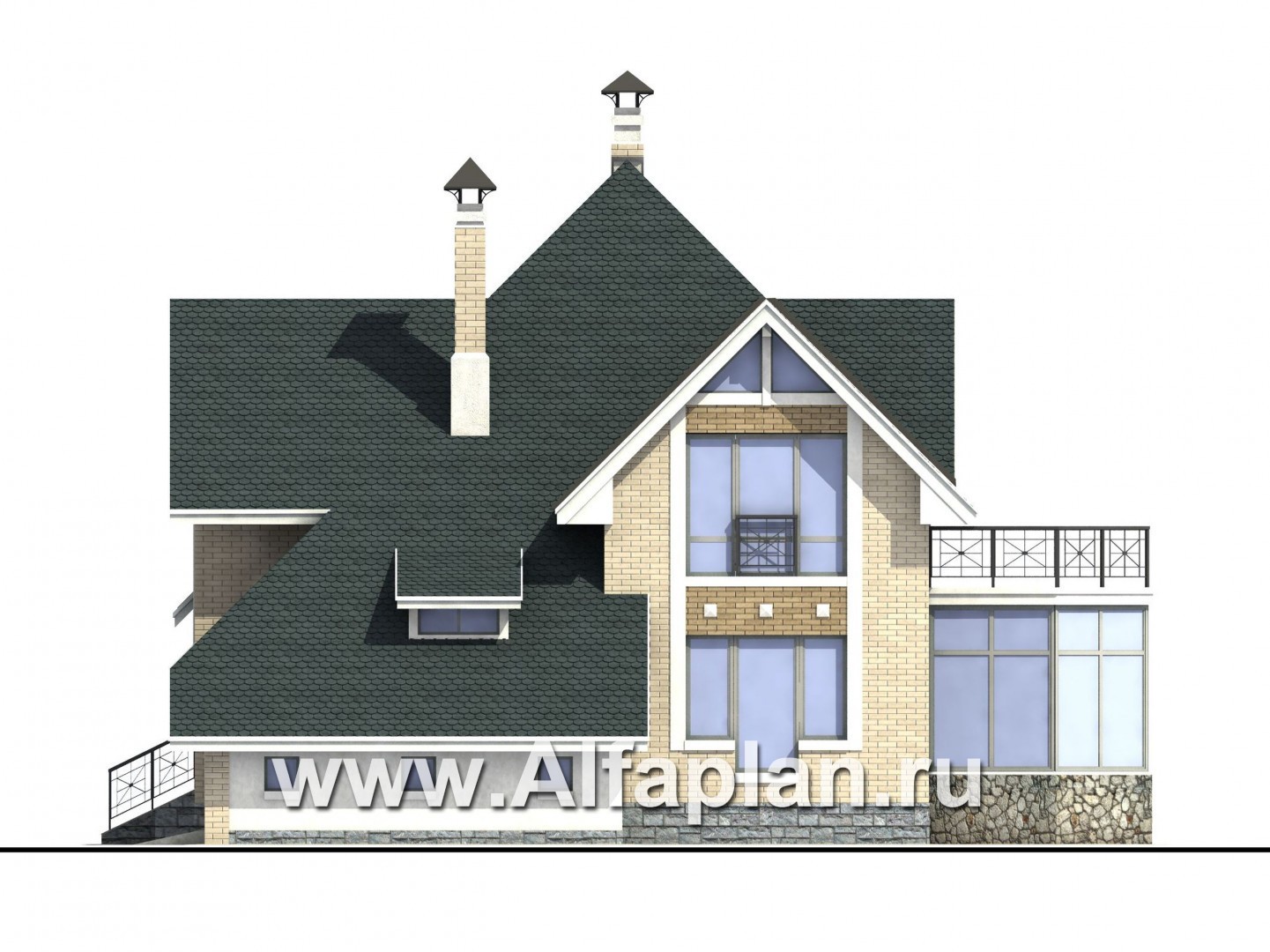 Проекты домов Альфаплан - Загородный дом с компактным планом - изображение фасада №2