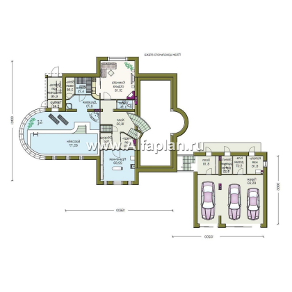 «ИДЕНТИФИКАЦИЯ» - проект современной виллы, с бассейном и сауной, с квартирой для персонала и гаражом на 3 авто - превью план дома