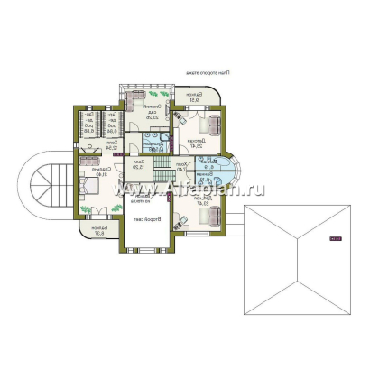 «ИДЕНТИФИКАЦИЯ» - проект современной виллы, с бассейном и сауной, с квартирой для персонала и гаражом на 3 авто - превью план дома