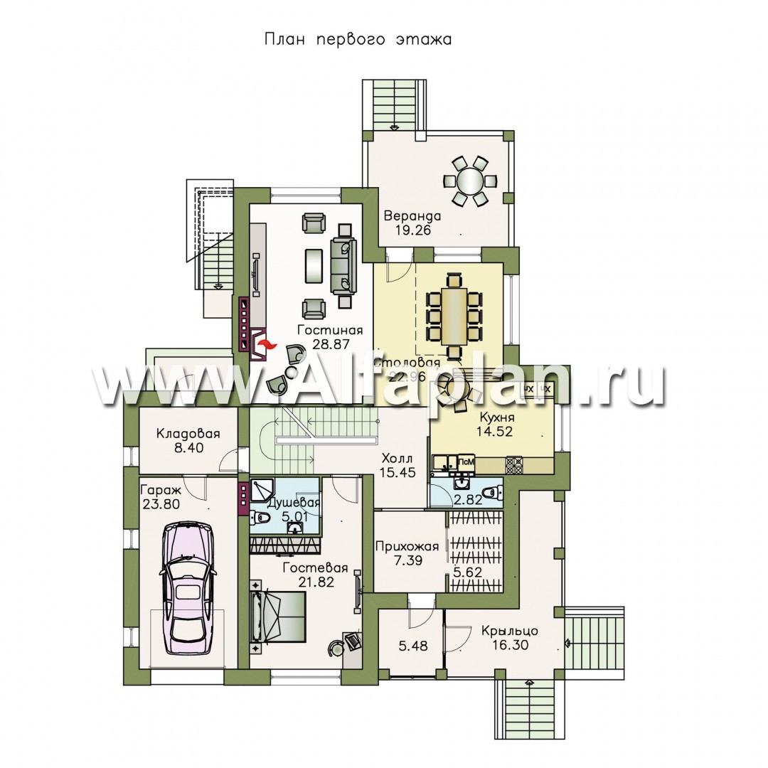 Проекты домов Альфаплан - «Беатрис плюс»- респектабельный коттедж с цокольным этажом - план проекта №2