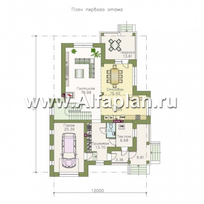 Проекты домов Альфаплан - «Кленовый лист»- комфортный дом с гаражом и бильярдной - превью плана проекта №1