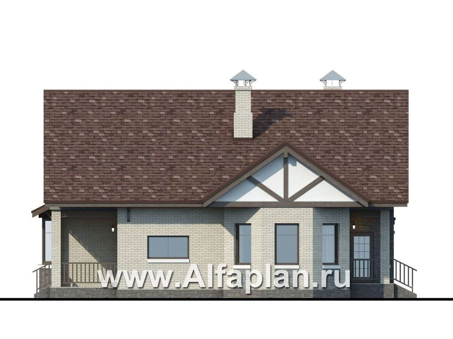 Проекты домов Альфаплан - «Зальцбург»- рациональный дом с навесом для машины - изображение фасада №3