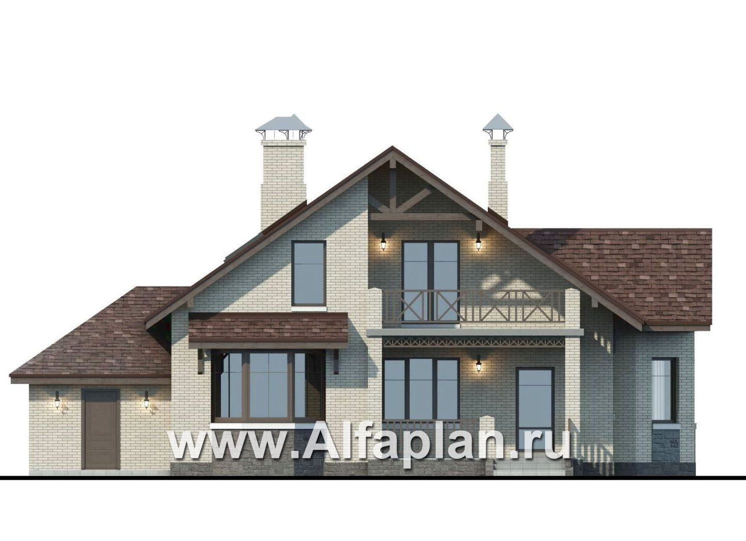 Проекты домов Альфаплан - «Зальцбург»- рациональный дом с навесом для машины - изображение фасада №4