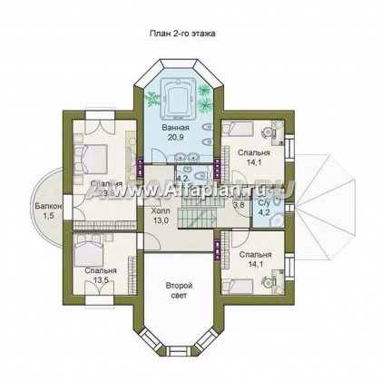 Проекты домов Альфаплан - «Каменный остров» - особняк бизнес-класса - превью плана проекта №3