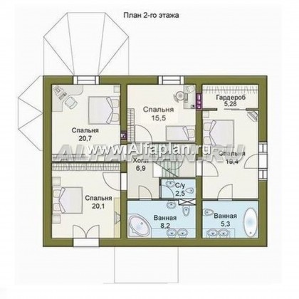 Проекты домов Альфаплан - «Магистр» - респектабельный коттедж с гаражом - превью плана проекта №2