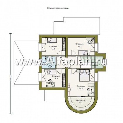 Проекты домов Альфаплан - «Альтбург» - коттедж в романтическом стиле - превью плана проекта №2
