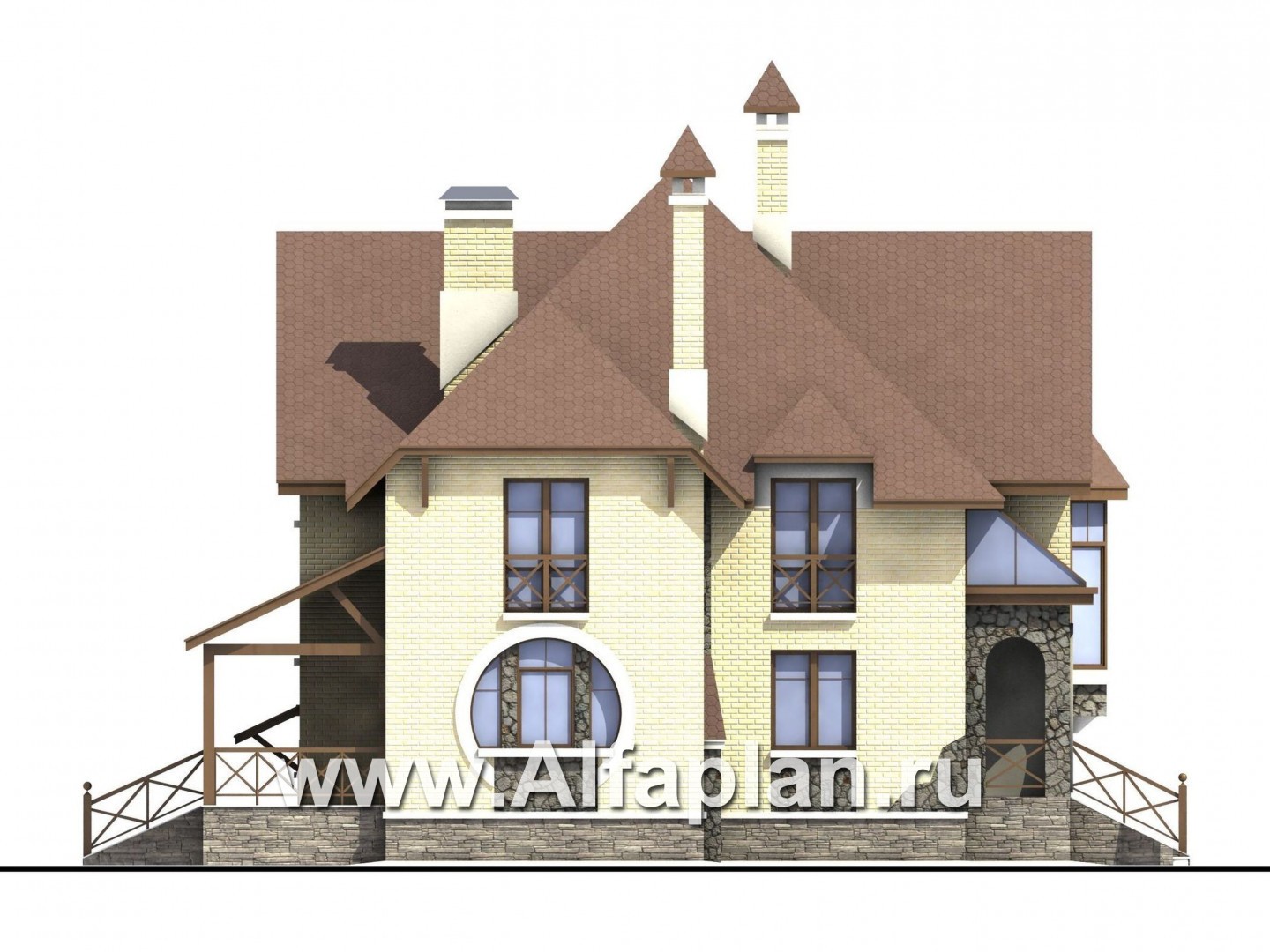 Проекты домов Альфаплан - «Серебряный век» - загородный дом с элементами арт-нуво - изображение фасада №3