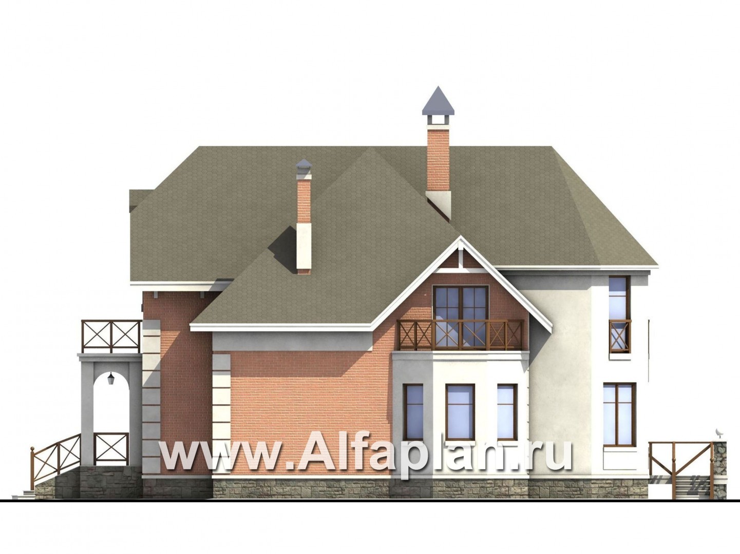Проекты домов Альфаплан - «Ноблесса»  - коттедж в стиле «Петровское барокко» - изображение фасада №2